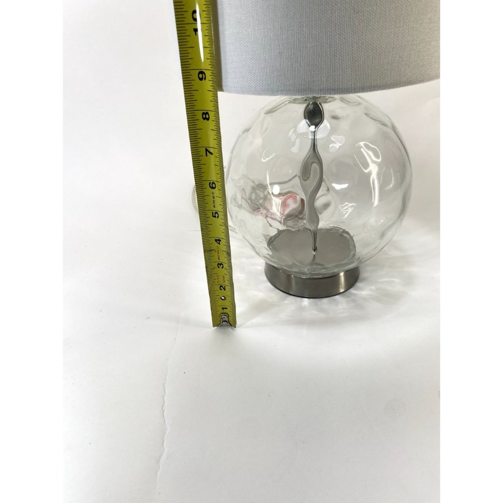 Small Glass Circle Base Lamp w/ White Lampshade 16 1/2" Tall - Picture 8 of 9